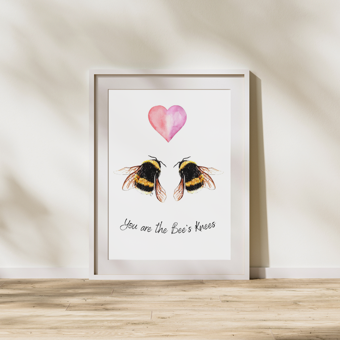 You are the bees knees, Home decor, Anniversary gift, Nursery art, Bedroom decor, Cute bee art, Living room decor, Gallery wall art, Bees
