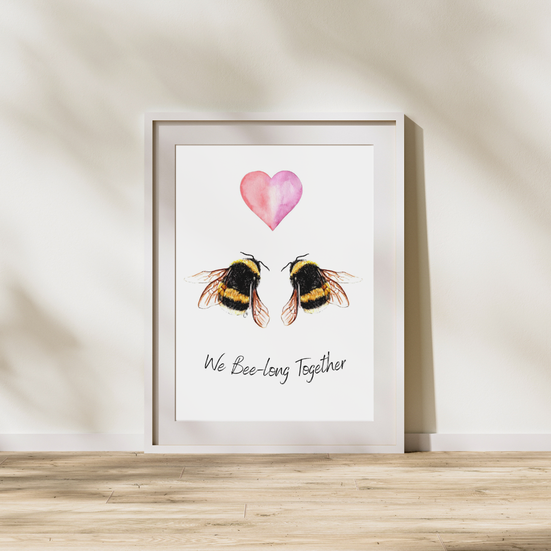We bee long together, Anniversary gift, Bedroom decor, Gift for partner, Gift for her, home decor, Art print, Cute bee art, Couple gift, Bee