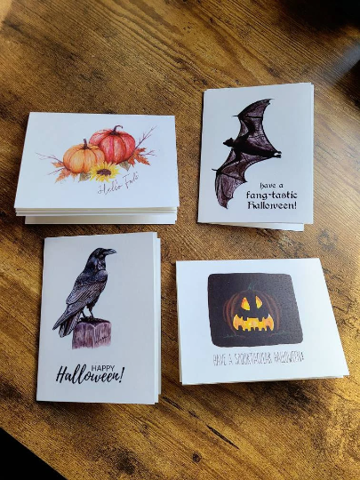 Halloween card bundle, Halloween collection, Happy Halloween, Spooktacular Hallowee, Fangtastic, Hello fall, Autumn cards, Spooky season