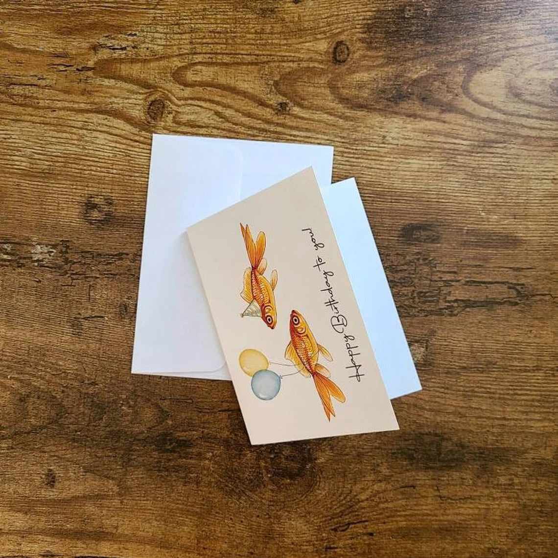 Happy Birthday to you, Birthday card, Cute birthday card for friend, Fish lover birthday card, Card for him, Goldfish Birthday Party card