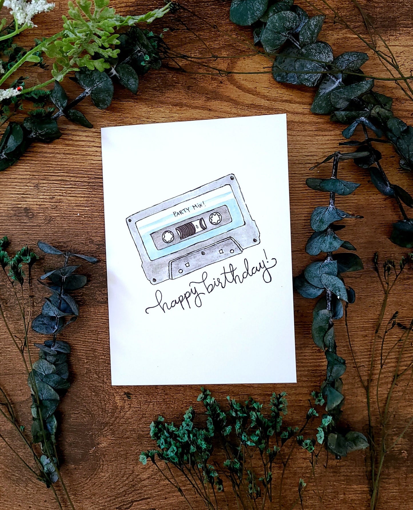 Retro birthday card, Cassette birthday card, Mixed tape birthday. Party mix card, Retro mix Tape, Happy birthday