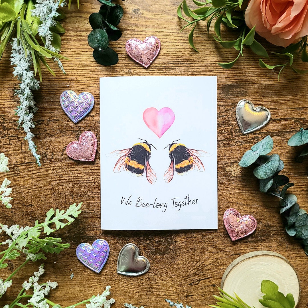 We Bee-long Together Greeting Card, Cute bee lover card, Punny, Funny card for him her, Girlfriend, Boyfriend, Anniversary, Valentines day