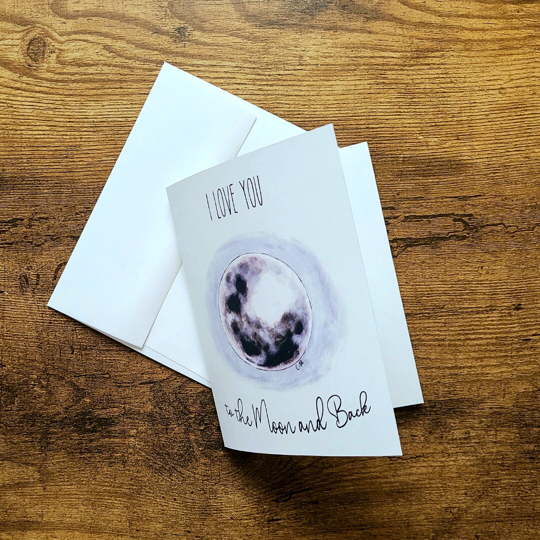 I love you to the moon and back, Love card, Valentines day, Anniversary card, Couple card, Friendship card, Card for someone special