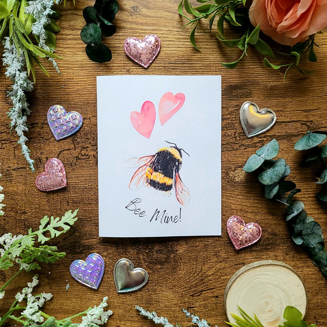 Bee mine card, Cute Bee Card, Bee I love you card, Valentine For Wife, Valentine For Husband, Cute pun Valentine, Love card, Card for her