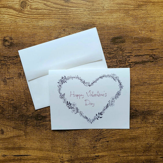 Happy Valentine's Day floral heart card, Happy Valentine's Day, Cute Valentine, Valentine for her, Love card, Wife, Girlfriend, Pretty card