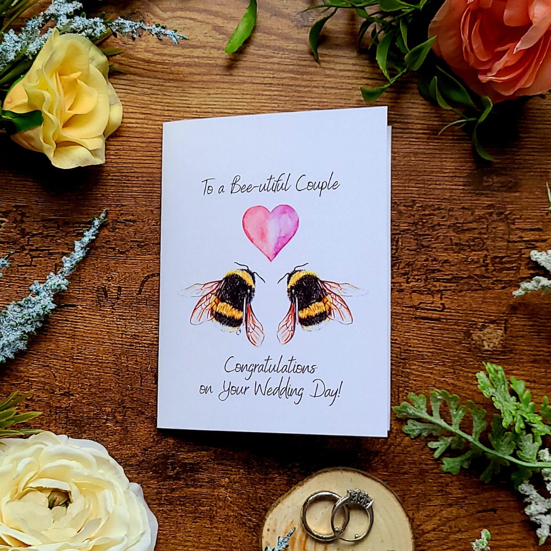 To a beeutiful couple, Congrats on your wedding day, Congratulations card, Wedding card for couple, Mr and Mrs card, Happy wedding day