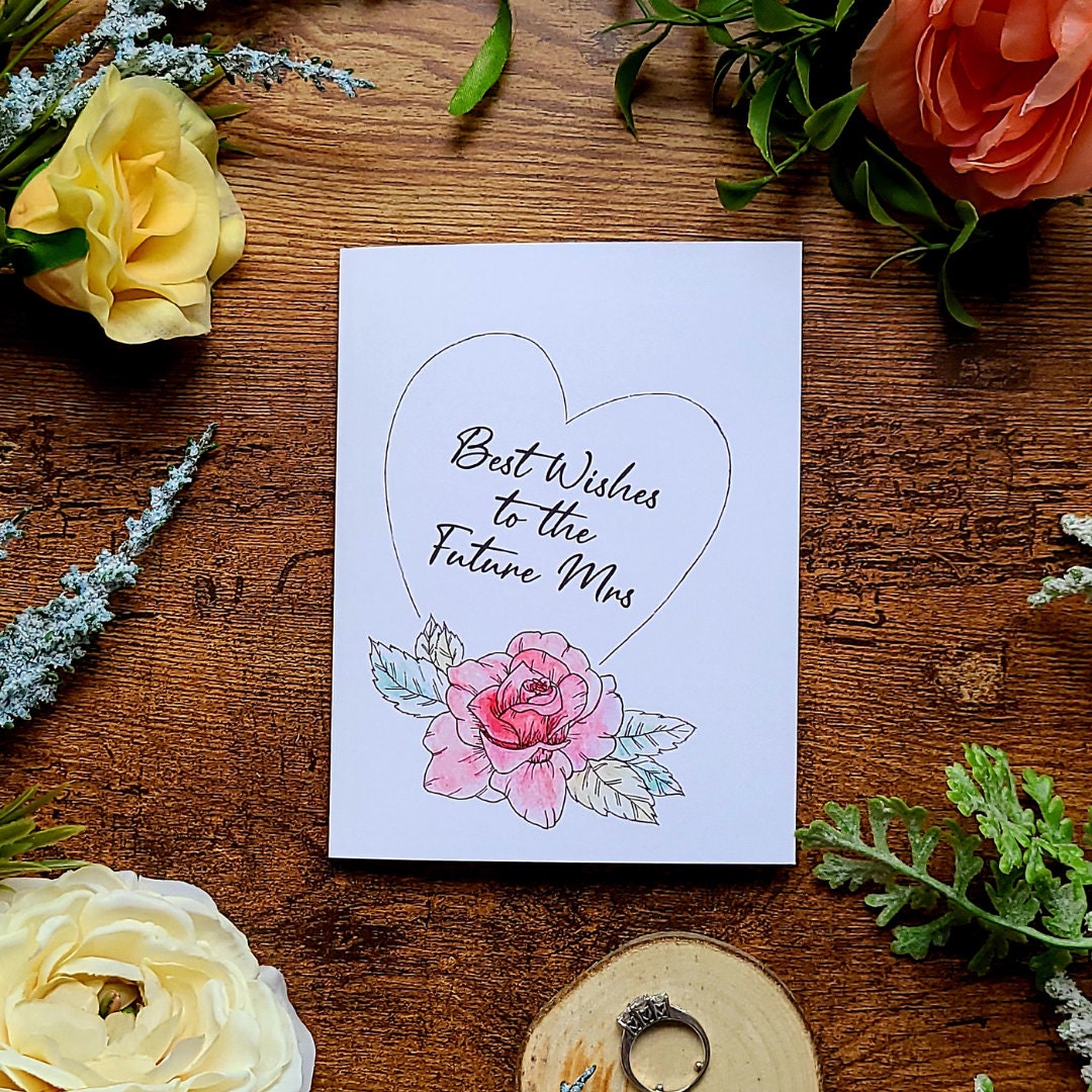 Bridal shower card, Best wishes to the future Mrs, Engagement card, Card for Bride to be, Card for friend, Card for her, Future wife