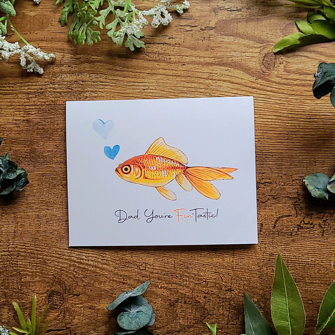 Dad you are FinTastic, Father's Day card, Happy Father's Day, Celebrate dad, Fish pun card, Animal pun card, Punny card, Cute card for him
