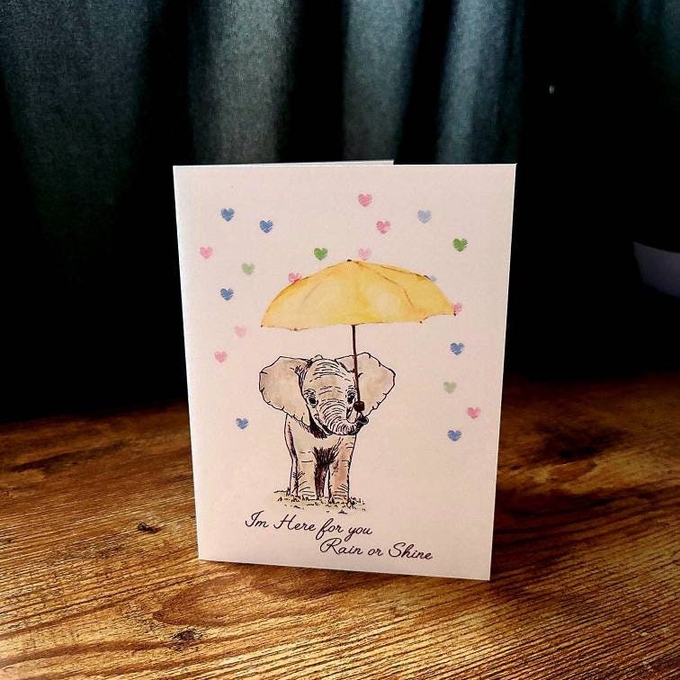 I'm here for you rain or shine, Sympathy and loss card, Support for friend, Encouragement card, Friendship greeting, Thinking of you card