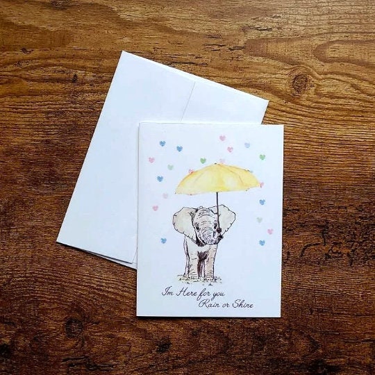 I'm here for you rain or shine, Sympathy and loss card, Support for friend, Encouragement card, Friendship greeting, Thinking of you card