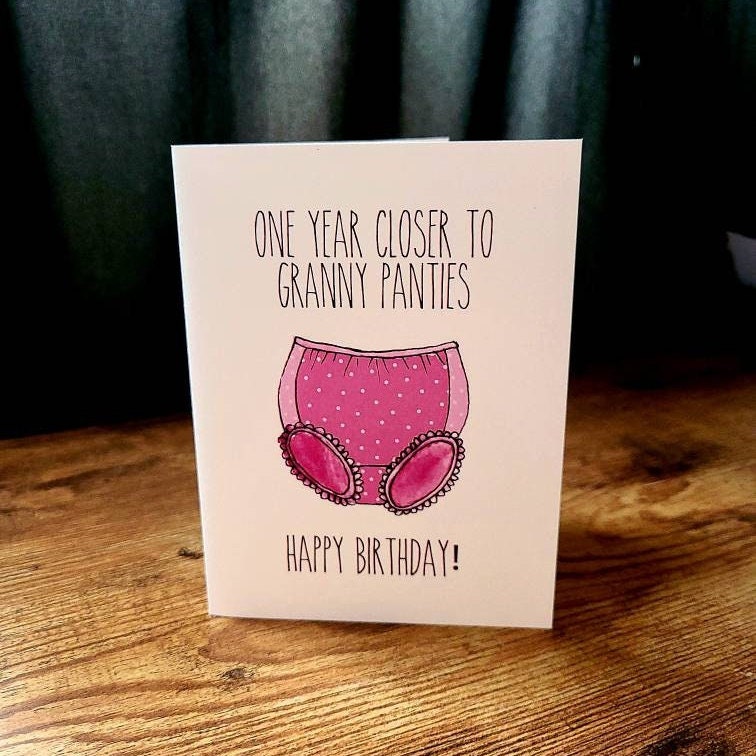 One year closer to granny panties, Funny birthday card, Birthday card for best friend, Old lady card, Granny pants card, Old age joke card