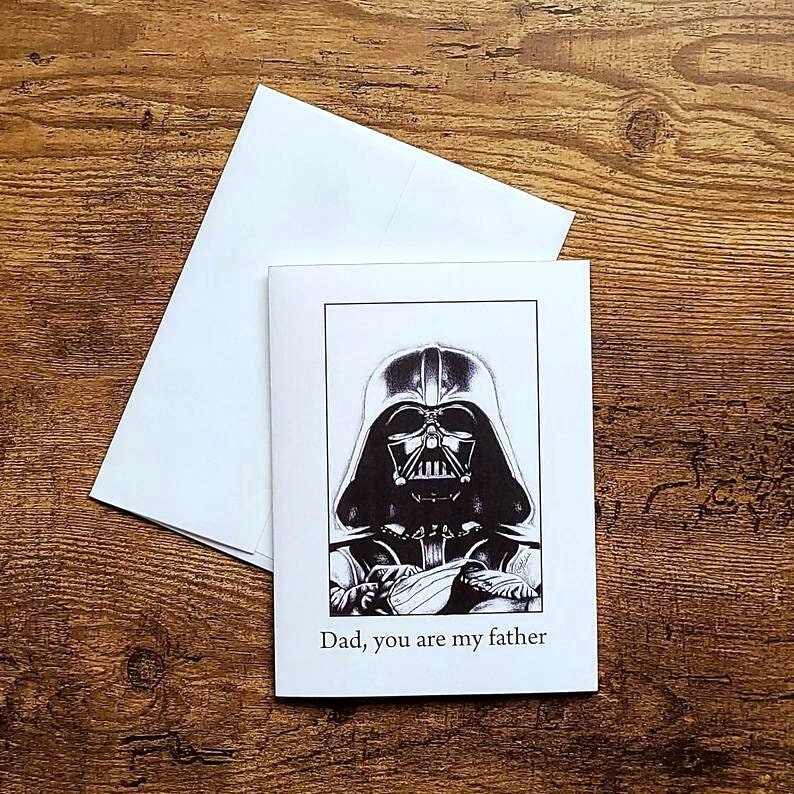 Dad you are my father, The dark side card, Father's day card, Funny fathers day card, Nerd card, The force card for dad, Movie theme card