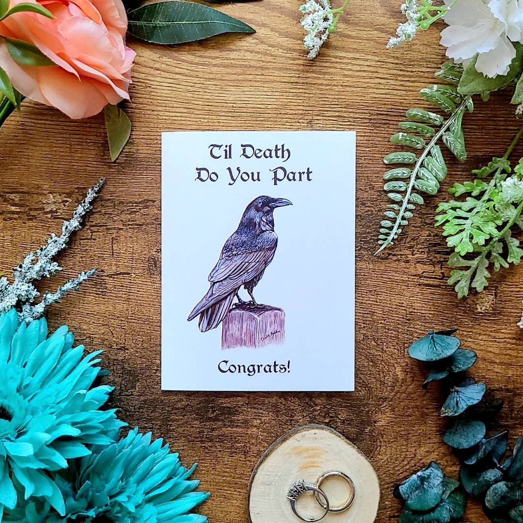 Til death do you part, Wedding card, Engagement card for couple, Gothic card, Bridal shower card, Love card for bride and groom, Goth card
