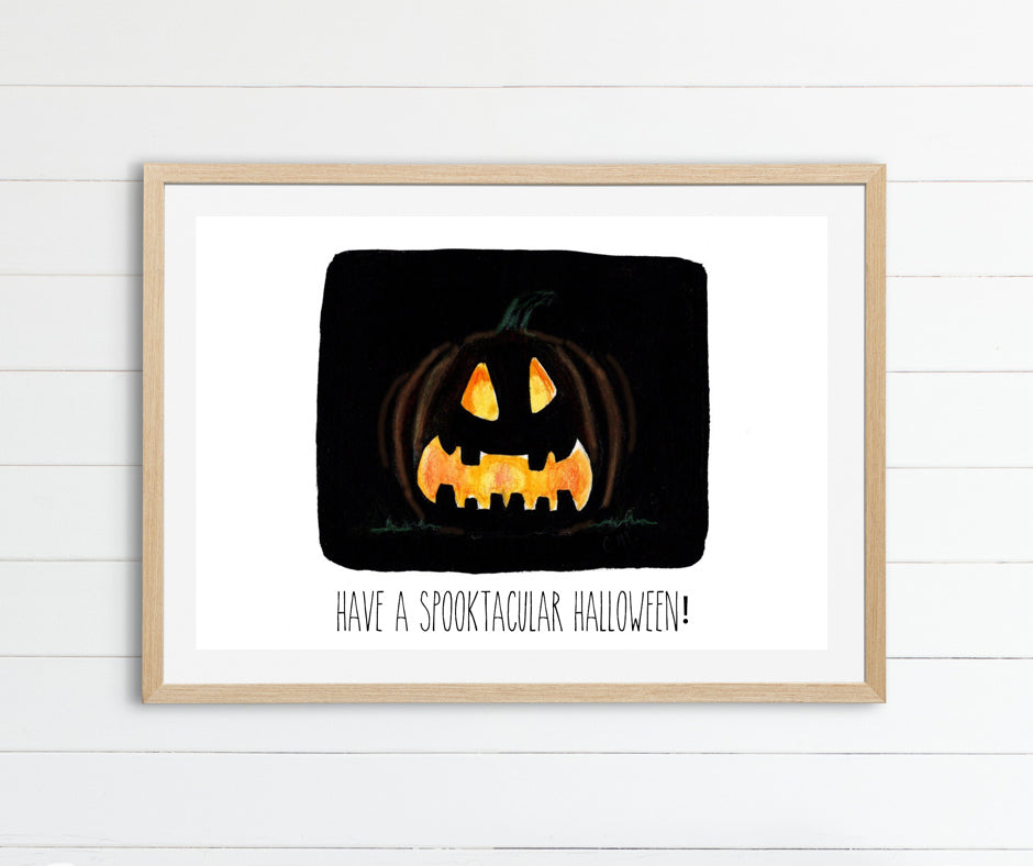 Jack o'lantern Halloween art print, Spooky Halloween home decor, Pumpkin art print, Halloween wall decor, Carved pumpkin art print, Cute art